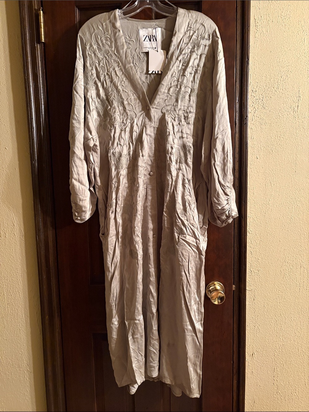 Zara Light green Button-Front Long dress/light coat